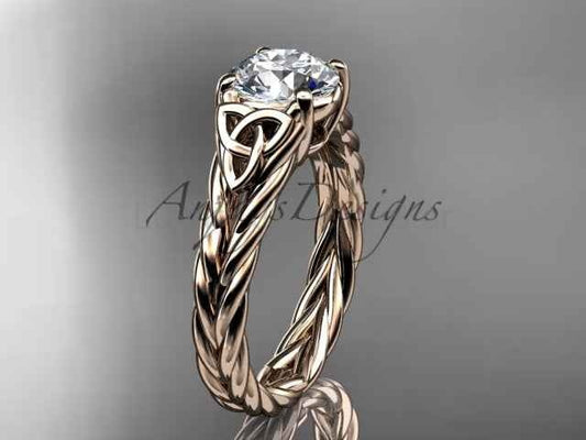 Celtic Engagement Ring 1.5 Carat Round Diamond Lab Created Twisted Rope Diamond Ring