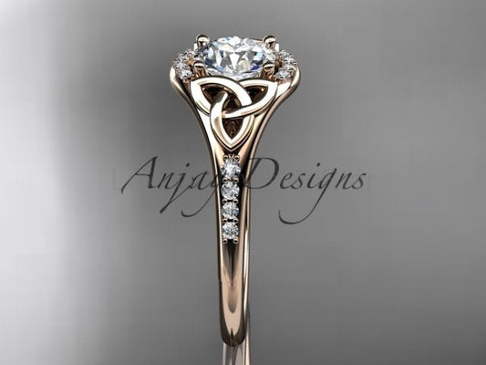 Celtic Engagement Ring 1 Carat Lab Grown Diamond Wedding Ring Anniversary Gift Trinity Knot Ring