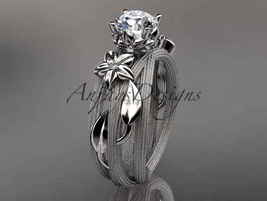 Floral Lab Grown Diamond Engagement Ring Leaf Vine 1 CT IGI Certified Diamond Ring Nature Inspired