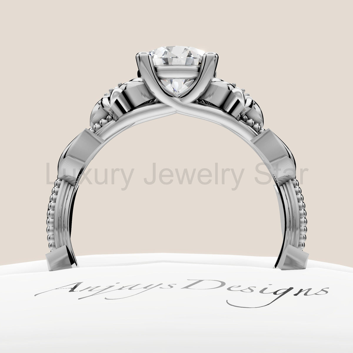 1 Carat Round Diamond Flower Engagement Ring Lab Grown Diamond Floral Ring Nature Inspired - image 5