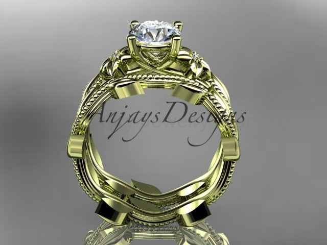 1 Carat Round Lab Grown Bridal Set Nature Inspired Engagement Ring Flower Ring Set IGI - image 3