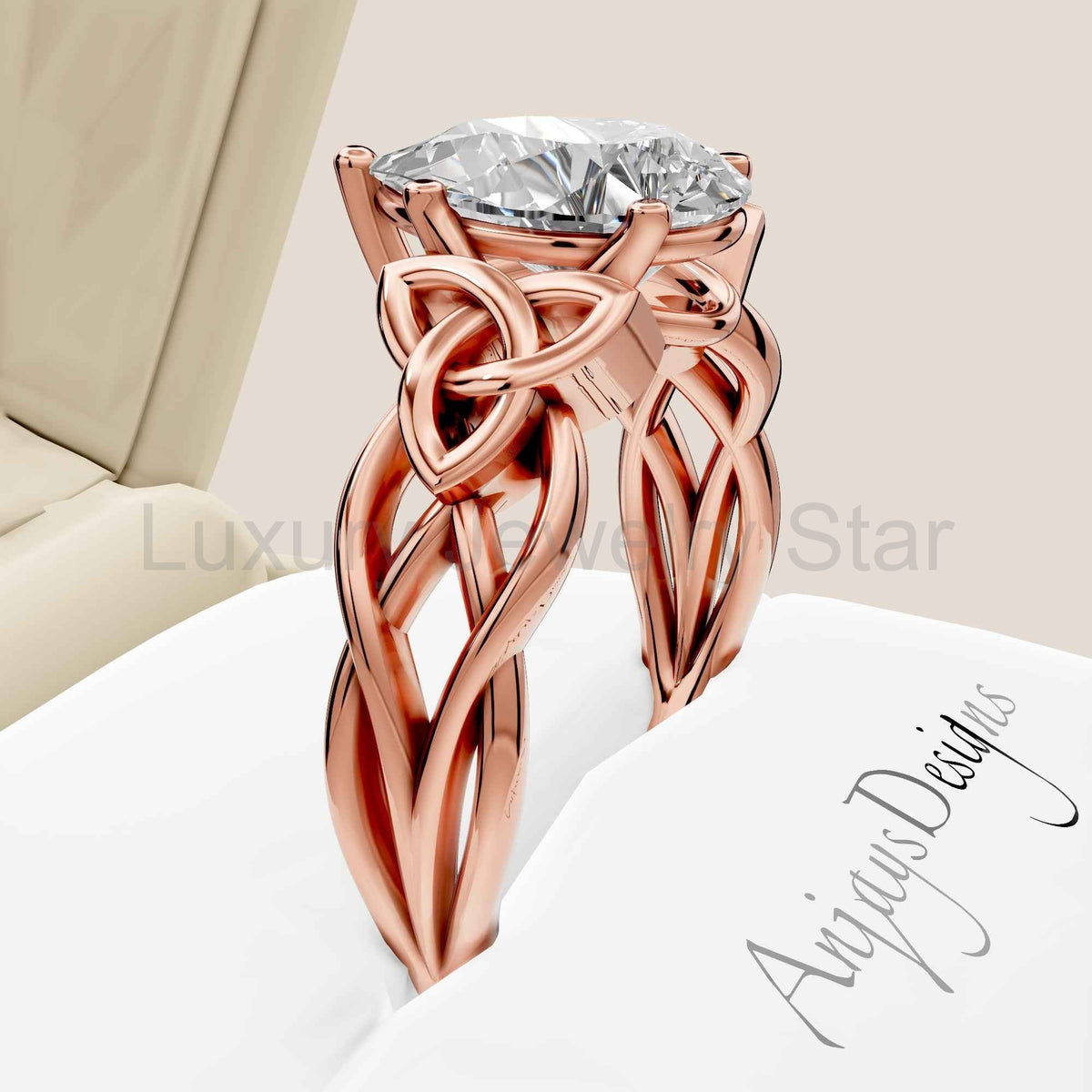 Celtic Engagement Ring 2 Carat Pear Cut Lab Grown Diamond Solitaire Ring - image 10