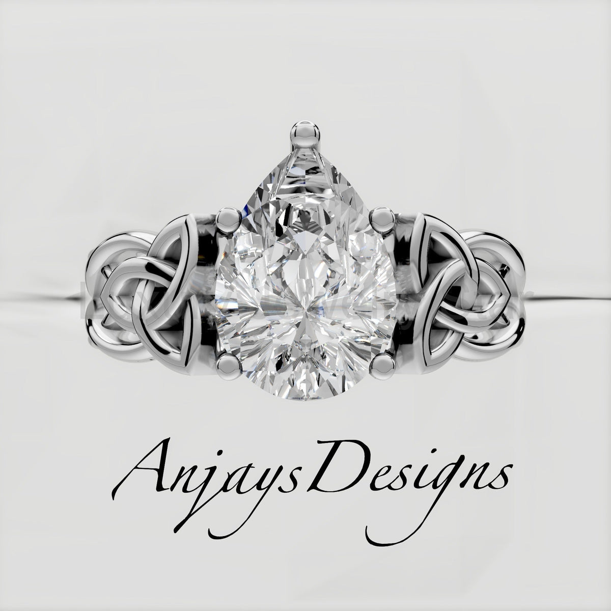 Celtic Engagement Ring 2 Carat Pear Cut Lab Grown Diamond Solitaire Ring - image 7
