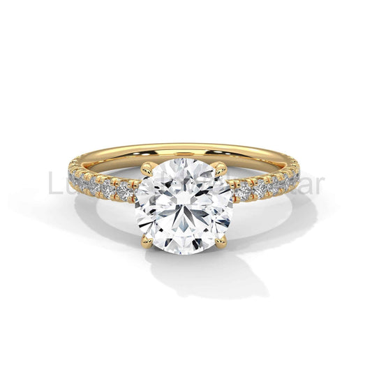 2 Carat Round Cut Lab Grown Diamond Hidden Halo Engagement Ring