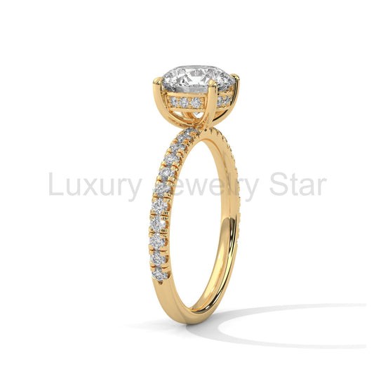 2 Carat Round Cut Lab Grown Diamond Hidden Halo Engagement Ring
