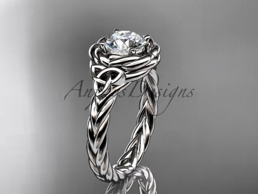 Twisted Band Rope Wedding Ring Celtic Round Lab Grown Diamond Solitaire Engagement Ring