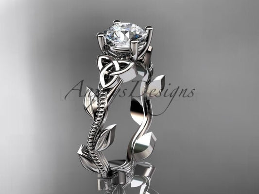Nature Inspired Celtic Engagement Ring 1 Carat Lab Grown Diamond Trinity Knot Wedding Ring