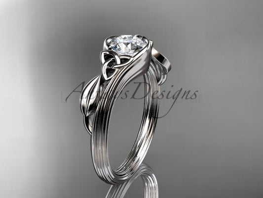 Nature Inspired Celtic Engagement Ring 1 Carat Lab Grown Diamond Ring Trinity Knot Ring IGI Certified