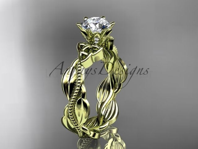 Diamond Celtic Engagement Ring Lab Grown Diamond Nature Inspired Wedding Ring - image 11
