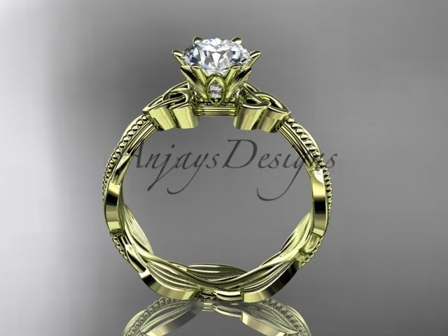 Diamond Celtic Engagement Ring Lab Grown Diamond Nature Inspired Wedding Ring - image 12