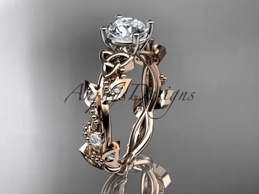 Celtic Trinity Knot Ring Nature Inspired Bridal 1 Carat Lab Grown Diamond Ring