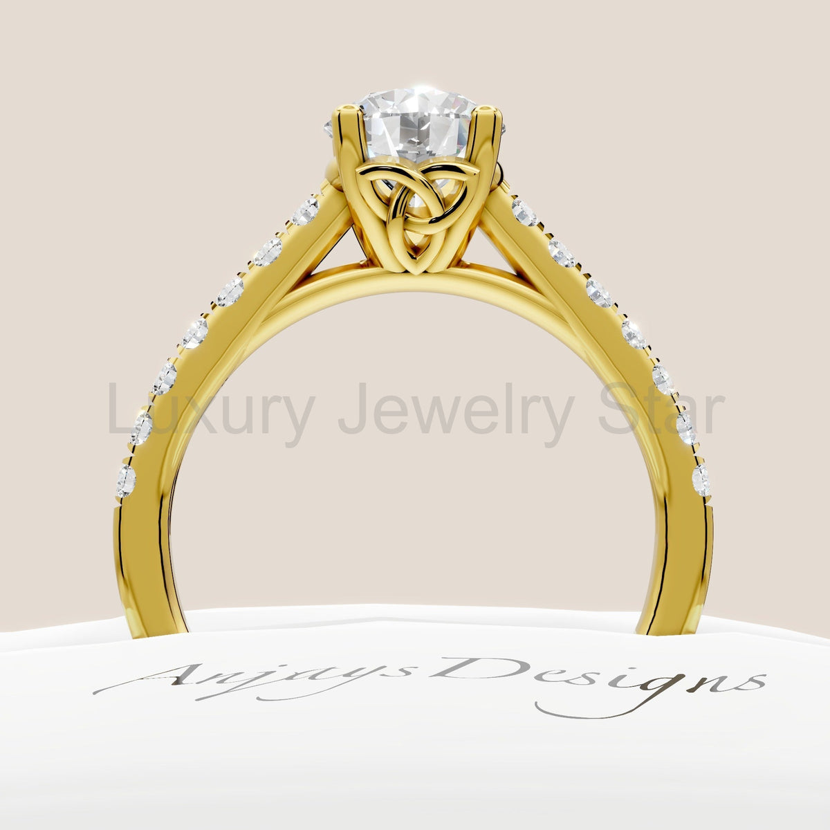 Celtic Trinity Knot Ring 1 Carat IGI Certified Round Lab Grown Diamond Engagement Ring - image 4