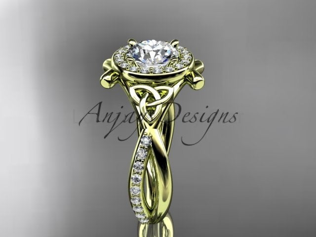 Celtic Ring Round Lab Grown Diamond Halo Ring Round VS1 IGI Certified Trinity Knot - image 12