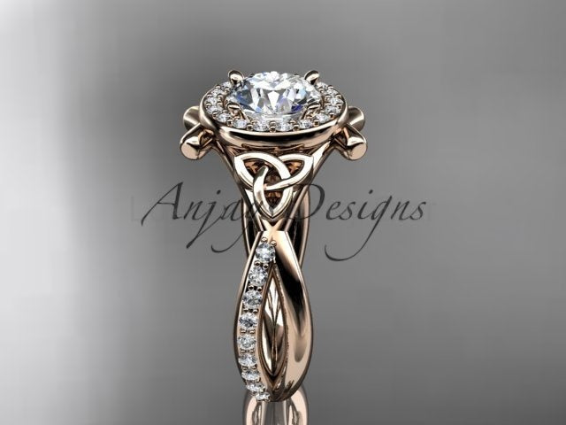 Celtic Ring Round Lab Grown Diamond Halo Ring Round VS1 IGI Certified Trinity Knot - image 2