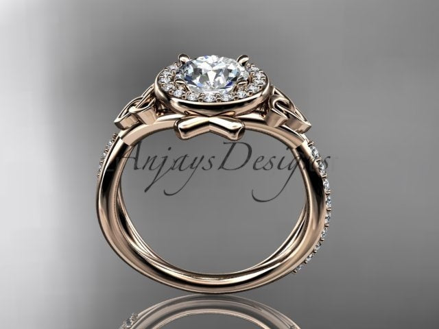 Celtic Ring Round Lab Grown Diamond Halo Ring Round VS1 IGI Certified Trinity Knot - image 3