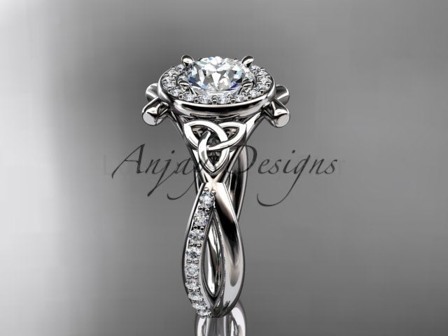 Celtic Ring Round Lab Grown Diamond Halo Ring Round VS1 IGI Certified Trinity Knot - image 7