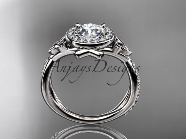 Celtic Ring Round Lab Grown Diamond Halo Ring Round VS1 IGI Certified Trinity Knot - image 8