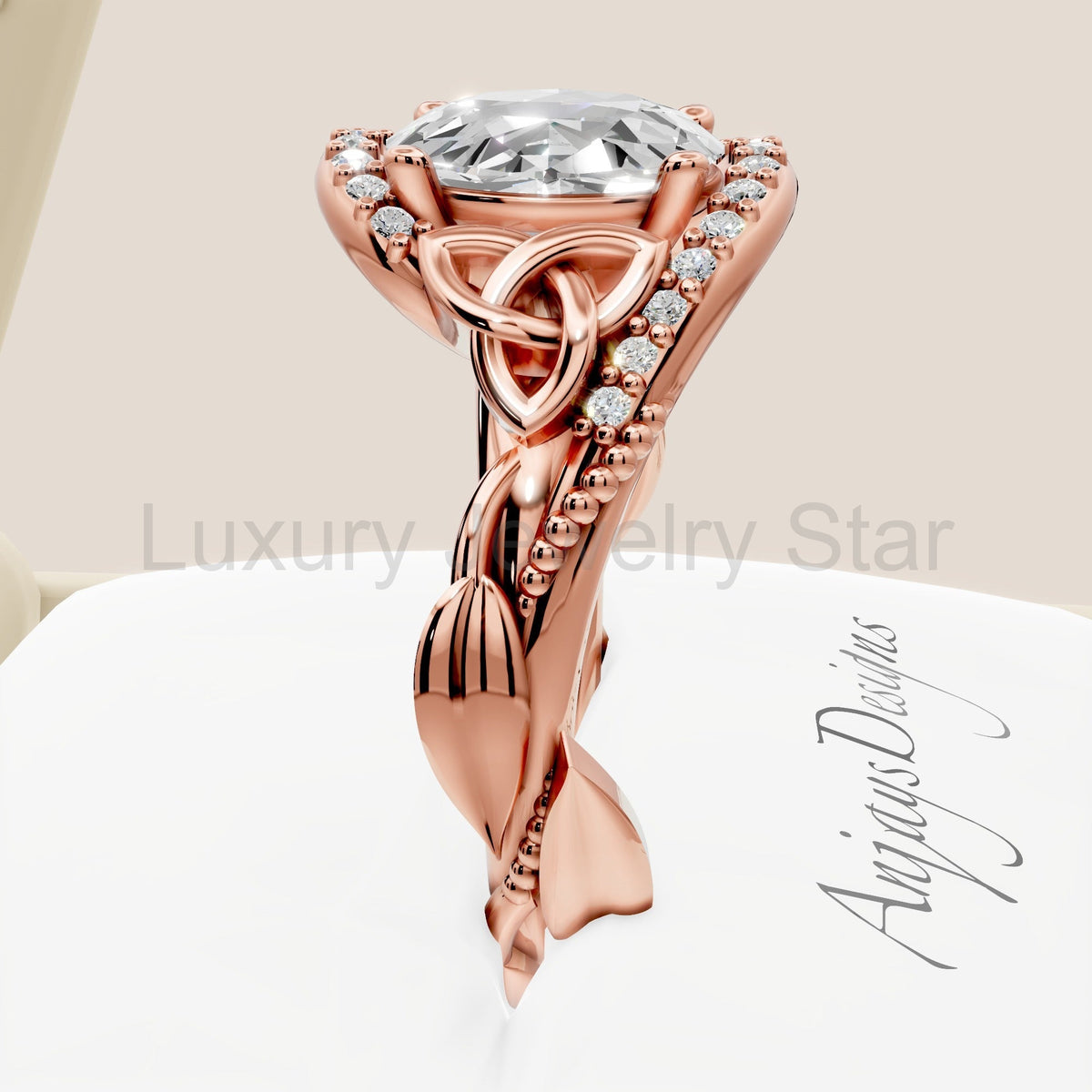 Celtic Engagement Ring 2 Carat IGI Certified Lab Grown Oval Cut Diamond Halo Engagement - image 10
