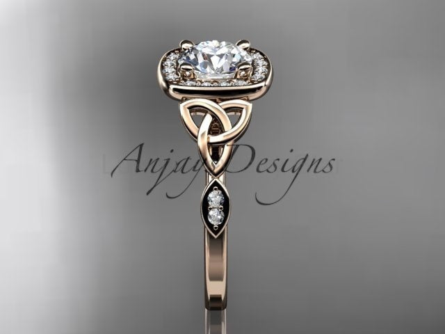 Celtic Engagement Ring 1 CT Round Lab Grown Diamond Halo Ring CVD Diamond - image 2