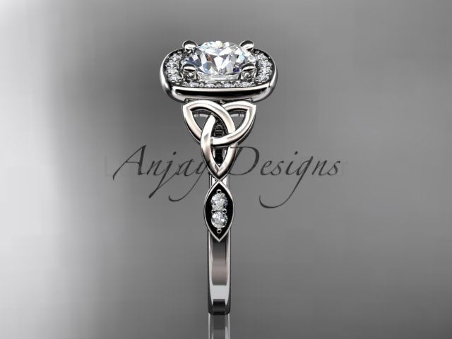Celtic Engagement Ring 1 CT Round Lab Grown Diamond Halo Ring CVD Diamond - image 7