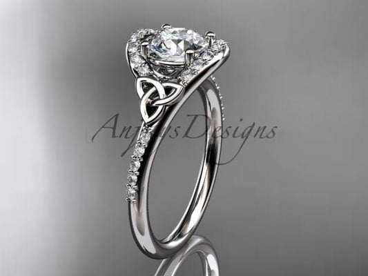 Celtic Engagement Ring 1 Carat Round Lab Grown Diamond Ring Trinity Knot Thin Engagement Ring Dainty Ring