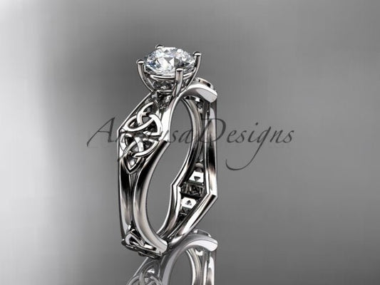 Celtic Engagement Ring 1 Carat Round Brilliant Lab Grown Diamond Trinity Knot Wedding Ring Triquetra Diamond Ring
