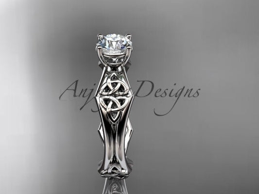 Celtic Engagement Ring 1 Carat Round Brilliant Lab Grown Diamond Trinity Knot Wedding Ring Triquetra Diamond Ring