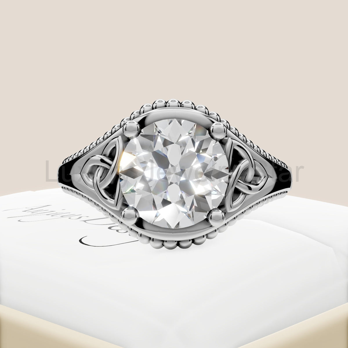 Celtic Diamond Engagement Ring Solitaire Wedding Ring 2 Carat Round Lab Grown Diamond - image 7