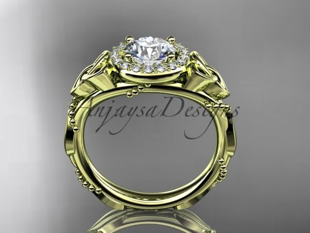 Celtic Diamond Engagement Ring 1 Carat Round Lab Grown Diamond Halo Trinity Knot - image 3