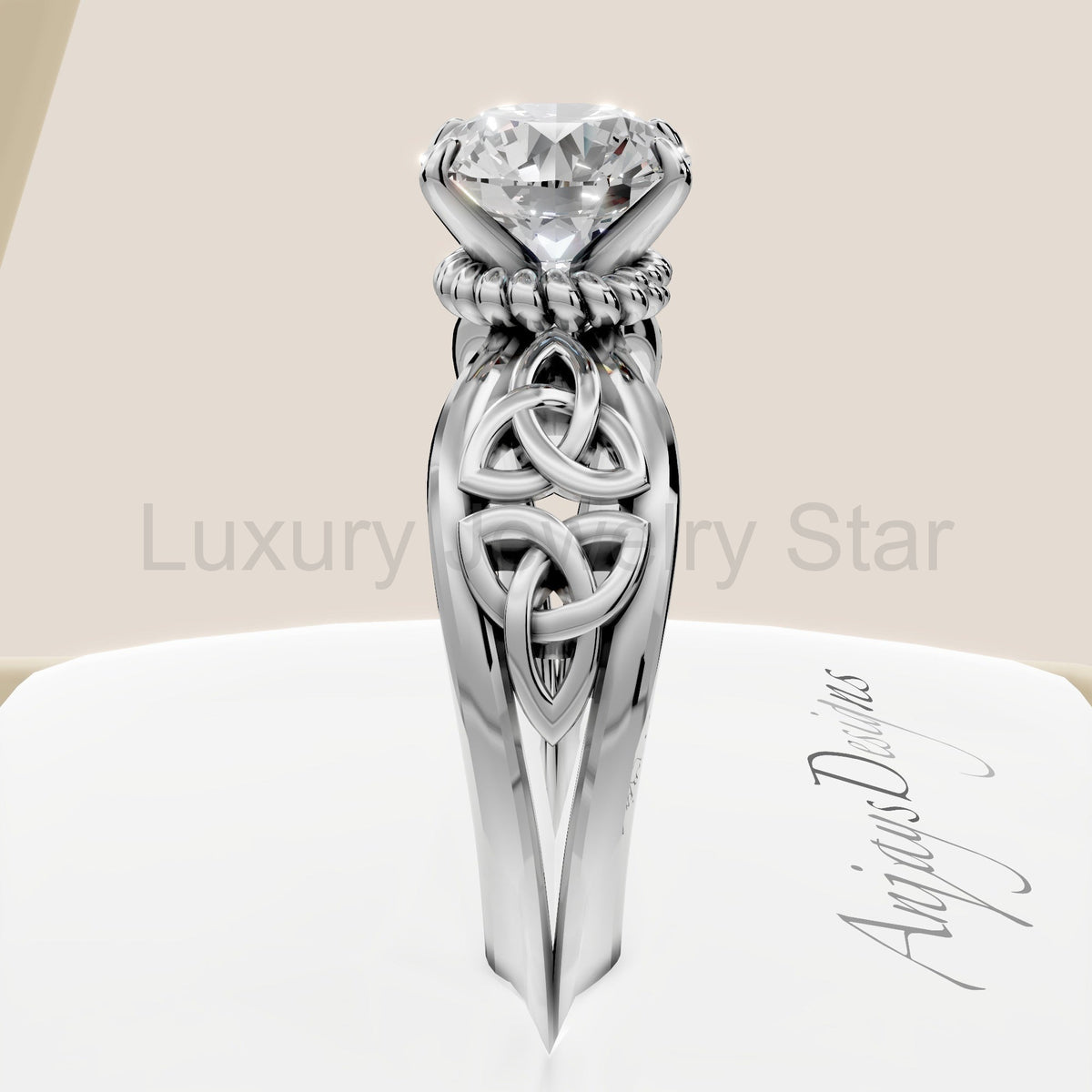 Celtic Diamond Engagement Ring 1 Carat Round Lab Grown Diamond - image 2