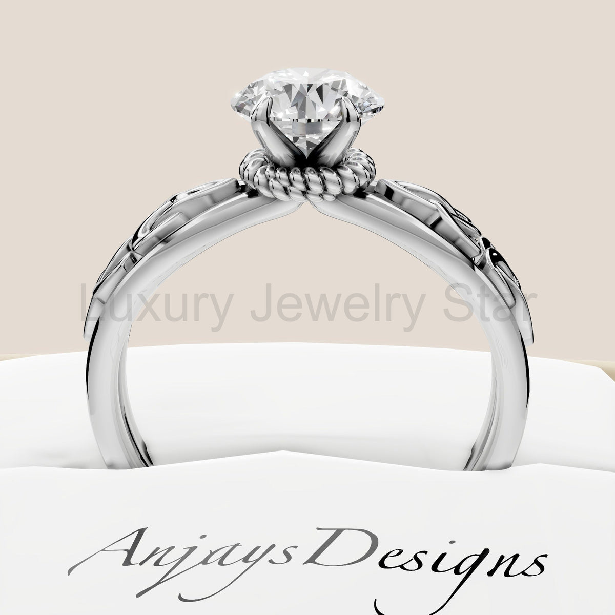Celtic Diamond Engagement Ring 1 Carat Round Lab Grown Diamond - image 5