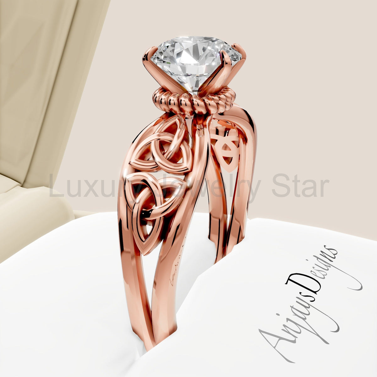 Celtic Diamond Engagement Ring 1 Carat Round Lab Grown Diamond - image 8