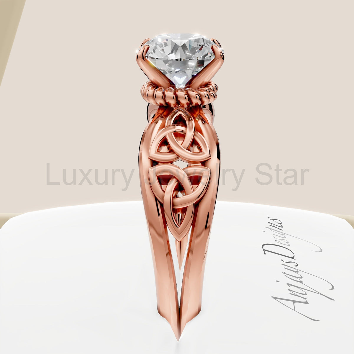 Celtic Diamond Engagement Ring 1 Carat Round Lab Grown Diamond - image 9