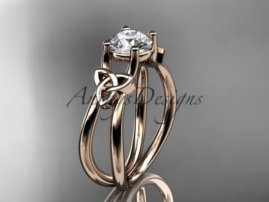 Celtic Diamond Engagement Ring 1 Carat Round Cut D VS1 Engagement Ring Minimalist Ring