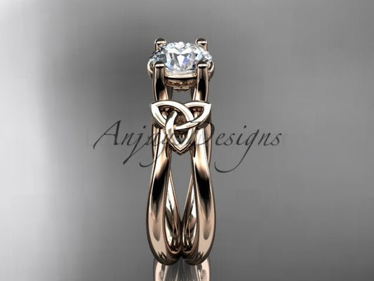 Celtic Diamond Engagement Ring 1 Carat Round Cut D VS1 Engagement Ring Minimalist Ring