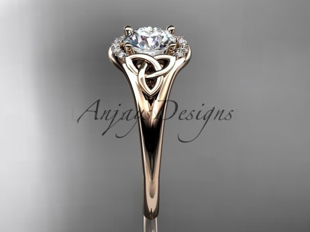 1 CT Round Lab Grown Diamond Halo Engagement Ring Celtic Trinity Knot Ring - image 12