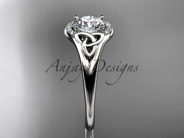 1 CT Round Lab Grown Diamond Halo Engagement Ring Celtic Trinity Knot Ring - image 2