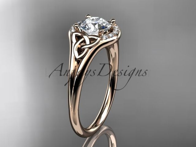 1 CT Round Lab Grown Diamond Halo Engagement Ring Celtic Trinity Knot Ring - image 6
