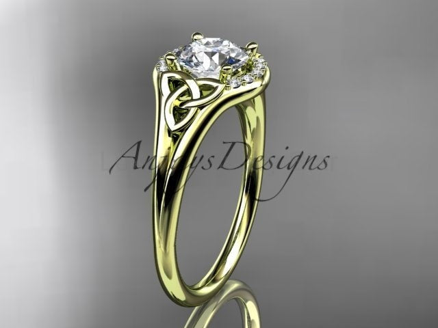1 CT Round Lab Grown Diamond Halo Engagement Ring Celtic Trinity Knot Ring - image 7