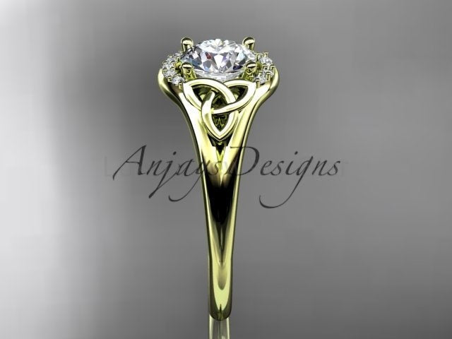 1 CT Round Lab Grown Diamond Halo Engagement Ring Celtic Trinity Knot Ring - image 8