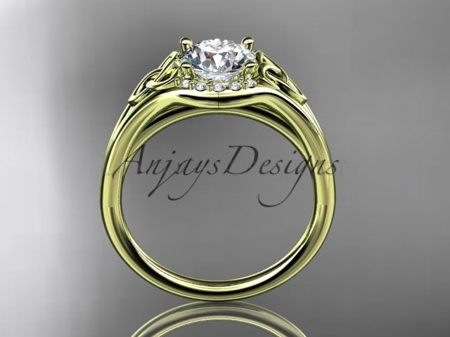 1 CT Round Lab Grown Diamond Halo Engagement Ring Celtic Trinity Knot Ring - image 9