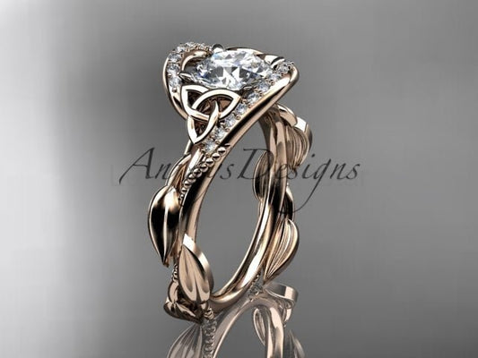1 CT Round Cut Lab Grown Diamond Celtic Ring VS1 D CVD Nature Inspired Ring