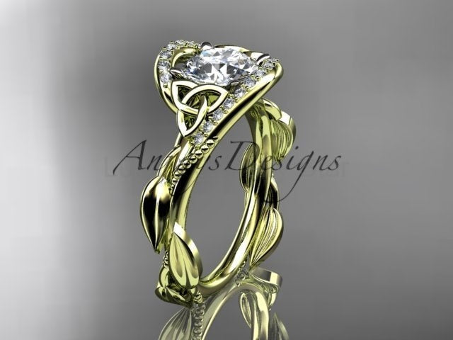 1 CT Round Cut Lab Grown Diamond Celtic Ring VS1 D CVD Nature Inspired Ring - image 11