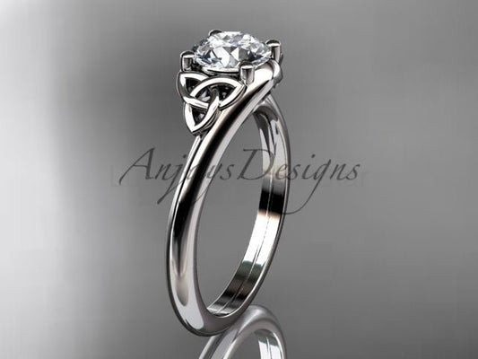 1 Carat Round Diamond Engagement Ring Celtic Wedding Ring Dainty