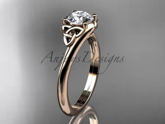 1 Carat Round Diamond Engagement Ring Celtic Wedding Ring Dainty - image 11
