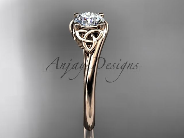 1 Carat Round Diamond Engagement Ring Celtic Wedding Ring Dainty - image 12