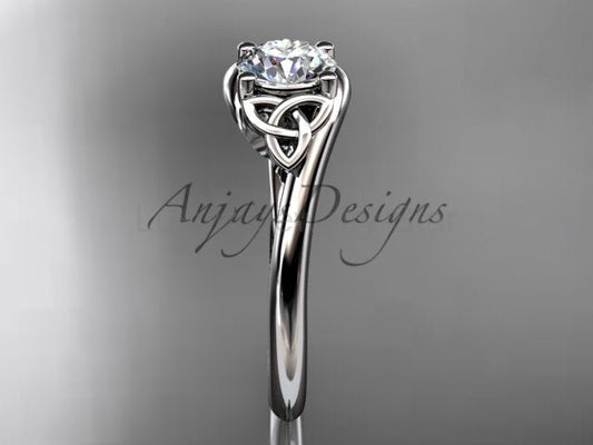 1 Carat Round Diamond Engagement Ring Celtic Wedding Ring Dainty