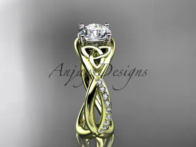 1 Carat Round Brilliant Lab Grown Diamond Celtic Trinity Knot Engagement Ring 4 Prong IGI - image 2