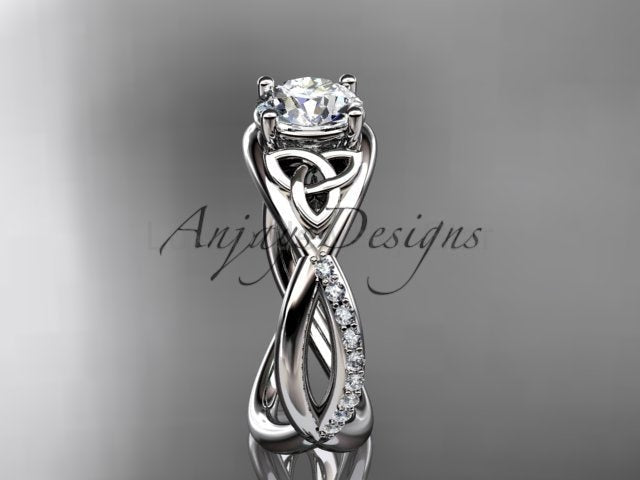 1 Carat Round Brilliant Lab Grown Diamond Celtic Trinity Knot Engagement Ring 4 Prong IGI - image 7