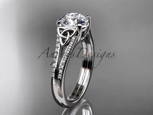 1 Carat Lab Grown Diamond Engagement Ring Celtic Round Brilliant Diamond Ring Celtic Knot Ring